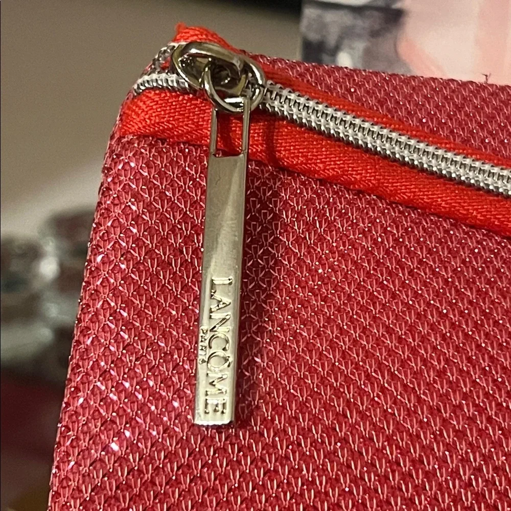 Lancome NWOT Shimmering Red Cosmetic Bag